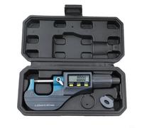 Digital external micrometer 0-25 mm, for resolution 0.001 mm, accuracy ± 0.003 mm, with ratchet, ABS function, inch/metric switching, ball anvil for pipe measurement, LC display
