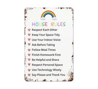 Digital Family House Rules Family Behavior Rules Kindness Cleanliness Classroom Office Decor Metal Tin Sign 12x8 Inch Plaque