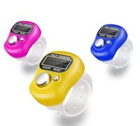 Digital Finger Ring Tally Counter, Electronic Mini Hand Counter for Counting, Meditation, Exercise, Inventory, Pack of 3, Assorted Colors