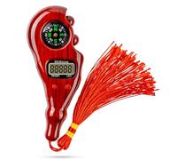 Digital Finger Tasbih with Compass & Night Light - Islamic Prayer Beads Counter, Finger Counter for Dhikr, Meditation, Relaxation, and Healing (Red Wood)