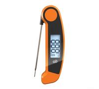Digital foldable cooking thermometer with waterproof probe and touch control, providing reliable temperature readings for various kitchen uses (Orange)