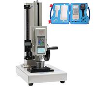 Digital Force Test Stand, Push Pull Gauge with LCD Display, Hand Wheel Operation, 200mm Stroke Length, USB Data Output for Compression and Tension Testing