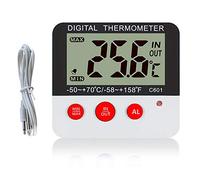 Digital Freezer/Fridge Thermometer with Magnet and Stander, LED Alarm Indicator, Max/Min Freezer Thermometer for Kitchen Home