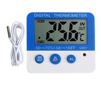 Digital Freezer/Fridge Thermometer with Magnet and Stander, Mini Refrigerator Thermometer with LED Alarm Indicator Measurement of Temperature and Humidity Meter High and Low Temperature Alarm