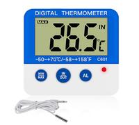 Digital Freezer/Fridge Thermometer with Magnetic Mount and Stander Digital Thermometer with Dual LED Alarm Indicator, Max/Min Memory, Accurate Celsius/Fahrenheit Temperature Display