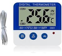 Digital Fridge Freezer Thermometer with LED Alarm, Max/Min Memory, Magnetic Mount & Fold-Out Stand for Home Kitchen Commercial Use