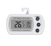 Digital Fridge Thermometer with C/F Conversion, Waterproof Refrigerator Temperature Monitor for Home Use, Records Min/Max Temperature, -20°C to 50°C Range, Portable Design with Foldable Hook(White)