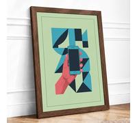 Digital Geometry Geometric Framed Wall Art Print A2 (59.4×42cm) Walnut, Wall Decor for Living Room, Bedroom, Office & Home, Ready to Hang, Art Gift