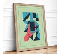 Digital Geometry Geometric Framed Wall Art Print A4 (29.7×21cm) Oak, Wall Decor for Living Room, Bedroom, Office & Home, Ready to Hang, Art Gift
