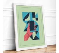 Digital Geometry Geometric Framed Wall Art Print A4 (29.7×21cm) White, Wall Decor for Living Room, Bedroom, Office & Home, Ready to Hang, Art Gift