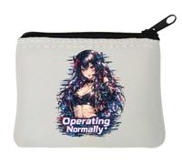 Digital Girl with Headset and Glitch Effect Neoprene Coin Purse Pouch 10x11cm White
