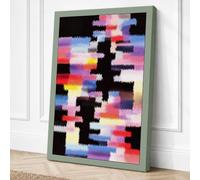 Digital Glitch Abstract Canvas Wall Art Print 24x16 Inch