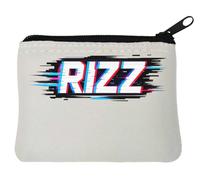 Digital Glitch Effect Typography Neoprene Coin Purse Pouch 10x11cm White
