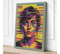 Digital Glitch Portrait Canvas Wall Art Print 24x16 Inch