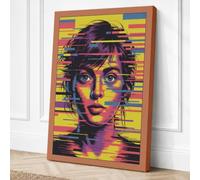 Digital Glitch Portrait Canvas Wall Art Print 24x16 Inch