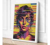 Digital Glitch Portrait Canvas Wall Art Print 24x16 Inch