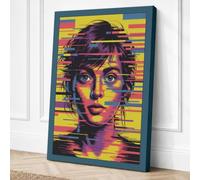 Digital Glitch Portrait Canvas Wall Art Print 30x20 Inch