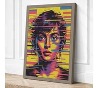 Digital Glitch Portrait Canvas Wall Art Print 30x20 Inch