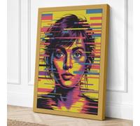 Digital Glitch Portrait Canvas Wall Art Print 36x24 Inch