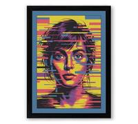 Digital Glitch Portrait Modern Framed Wall Art Print A1 (84.1×59.4cm) Black, Wall Decor for Living Room, Bedroom, Office & Home, Ready to Hang, Art Gift