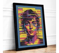 Digital Glitch Portrait Modern Framed Wall Art Print A3 (42×29.7cm)