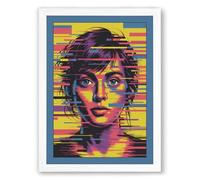 Digital Glitch Portrait Modern Framed Wall Art Print A4 (29.7×21cm) White, Wall Decor for Living Room, Bedroom, Office & Home, Ready to Hang, Art Gift