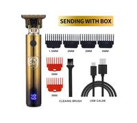 (Digital Golden) T9 Hair Clipper Digital Disply Three Speed Head Electric Push Oil Head Electric Push Salon 1200mah Shaver Hair Clipper