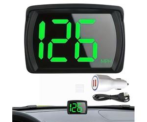 Digital GPS Speedometer Car HUD, Real-Time MPH Display, LED Large Font USB Plug & Play Digital Speedometer for Car, Truck & SUV with 3-Inch Screen & Speed Limit Warning Device, Wide Compatibility