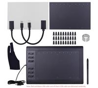 Digital Graphic Tablet, 10x6 Inch Professional Drawing Tablet with 8192 Pressure Levels, 12 Express Keys, 5080LPI Resolution, for PC, Laptop, Tablet, Smartphone Connection