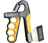 Digital Hand Grip Strengthener with Counter Display, 5-100 kg Adjustable Resistance (Orange)