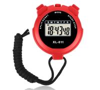 Digital Handheld Sports Stopwatch With Alarm, Multi-Function Stop-watch Timer with Large Display Date & Time, Stopwatch with12/24 Hours Clock, Stop.watch for Swimming, Running, Sports Training (Red)