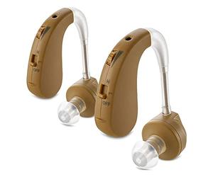 Digital Hearing Amplifier - BTE Behind The Ear Sound Amplifier Pair and Personal Sound Enhancer Set with Noise Reducing Feature That is Smaller & Discreet - Ready to Wear in Any Left or Right Ear