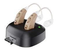 Digital Hearing Amplifier - (Pair of 2) Noise Cancelling with One Touch Volume Control, No Programming Required, Near-Invisible Behind The Ear, Rechargeable USB Dock by MEDca