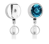 Digital Holographic Fish Retractable Work Badge Holder Keychain Badge Reel 24.4" Cord & 360° Swivel Alligator Clip Heavy Duty Id Name Tag Holder for Nurses Doctors Teachers Office Workers