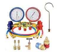 Digital HVAC Manifold Gauge with Hose and Hook 3 Way AC Diagnostic Refrigerants AC Gauges Set for R12 R22 R404A R134a Real-time detection(SET C)