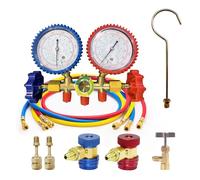 Digital HVAC Manifold Gauge with Hose and Hook 3 Way AC Diagnostic Refrigerants AC Gauges Set for R12 R22 R404A R134a Real-time detection(SET B)