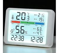 Digital Hygrometer Thermometer ℉/℃ Air Indicator, Accurate Humidity Gauge temperature Meter Monitor with Comfort Icon Min Max History Records Backlight Clock for Baby Room Indoor Outdoor Greenhouse
