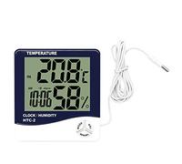 Digital Hygrometer Thermometer Indoor Outdoor Temperature Monitor Humidity Gauge Backlit LCD Weather Station Clock with Calendar Hourly Rnder and Max Min Memory HTC-2