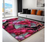 Digital Illustration Flowers Plants Area Rug, Living Room Rug 120 X 170 Cm For Kids Bedroom Room Nursery Dorm Home Decor, Dark Pink Soft Fluffy Carpet For Teens Adult
