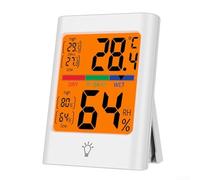 Digital Indoor Thermometer Hygrometer with Large Backlit LCD Touch Button and Magnet for Battery Operated Flexible Use (white)