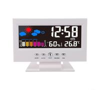 Digital Indoor Weather Station Thermometer Hygrometer Clock with LCD Humidity Display, Voice Control Backlight, Room Climate Comfort Indicator,(white)