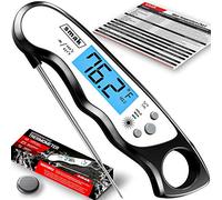 Digital Instant Read Meat Thermometer - Smak Waterproof Kitchen Food Cooking Thermometer with Backlight LCD - Best Super Fast Electric Meat Thermometer Probe for BBQ Grilling Baking Turkey Black