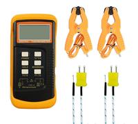Digital K Type Thermocouple Thermometer(-50-1300c) Dual Channel, 2 Thermometer Pipe Clamp And 2 Sensor Probes