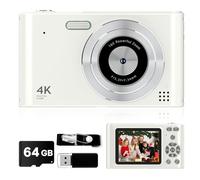 Digital Kids Camera 1080P Vlog Camera with 64GB, Lanyard, 16X Zoom Anti Shake, Card Reader 44MP Compact Portable Point Shoot Digicam for Kid Teen Girl Boy Christmas Halloween Thanksgiving