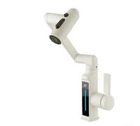 Digital Kitchen Faucet with 5 Modes 3D Rotating Head and Temperature Display for Sink, Copper Construction with 2 x 60cm Water Inlet Pipes(White)