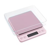 Digital kitchen Scales 3000g / 0.1g High-precision Mini Food Scales with Backlit LCD Display Stainless Steel Multifunctional Scale With 2 Weighing Pans Batteries Included (PINK, 3KG/0.1g)