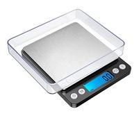 Digital kitchen Scales 3000g / 0.1g High-precision Mini Food Scales with Backlit LCD Display Stainless Steel Multifunctional Scale With 2 Weighing Pans Batteries Included(Pocket Scale 3kg)
