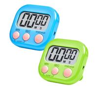 Digital Kitchen Timer 2 Pack, Large Magnetic Digital Kitchen Timer with Large Display, Loud Alarm, and Magnetic Back, Suitable for Kitchen, Work, Study, Fitness and Sports (green and blue)