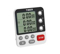 Digital Kitchen Timer: 3-Channel Triple Display Baking Clock, Timer Groups, Silent Flashing Light | Loud Alarm, , Count Up, Reminder