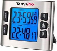 ThermoPro TM02 Digital Kitchen Timer with Dual Countdown Stop Watches, Magnetic Timer Clock, Adjustable Loud Alarm, Backlight LCD Big Digits, 24 Hour for Kids & Teachers
